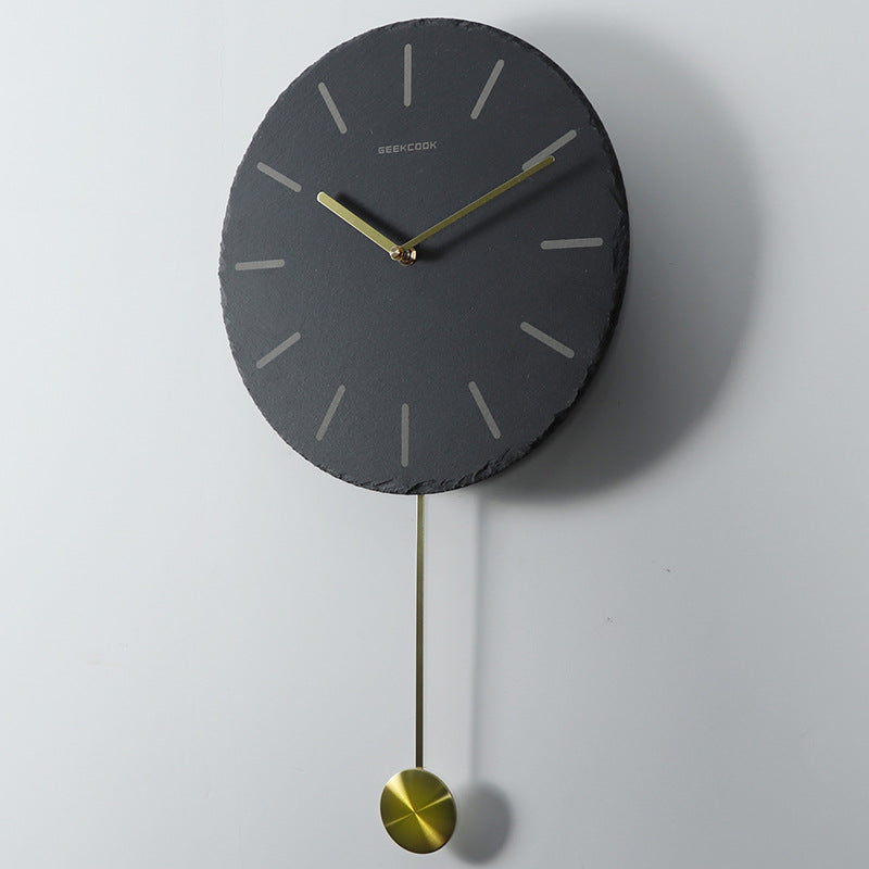 Nordic Home Wall Clock with Brass Accents