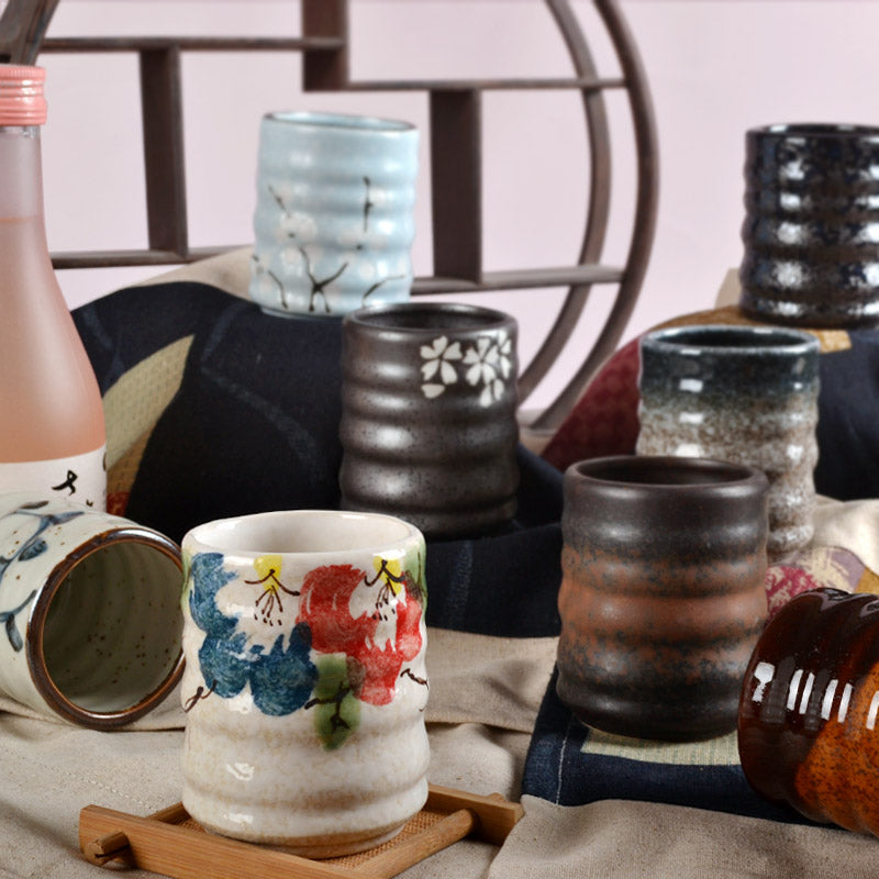 Japanese Style Ceramic Tea Cup with Circle Pattern