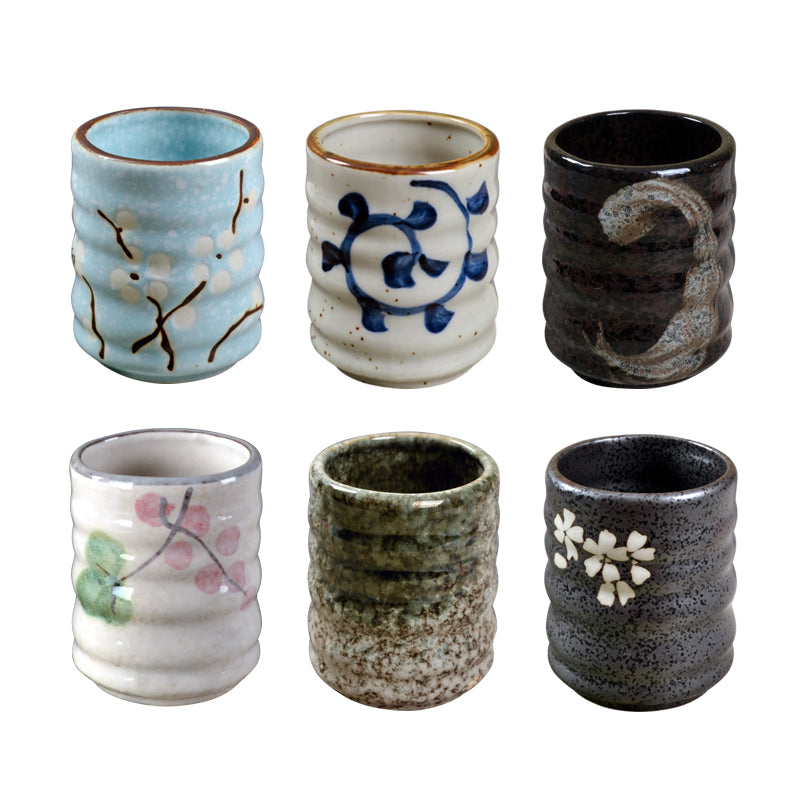 Japanese Style Ceramic Tea Cup with Circle Pattern