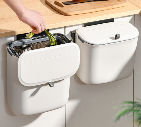 Nordic Style Wall-Mounted Kitchen Trash Bin with Lid