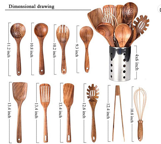 Japanese Non-Stick Wooden Spatula and Spoon Set