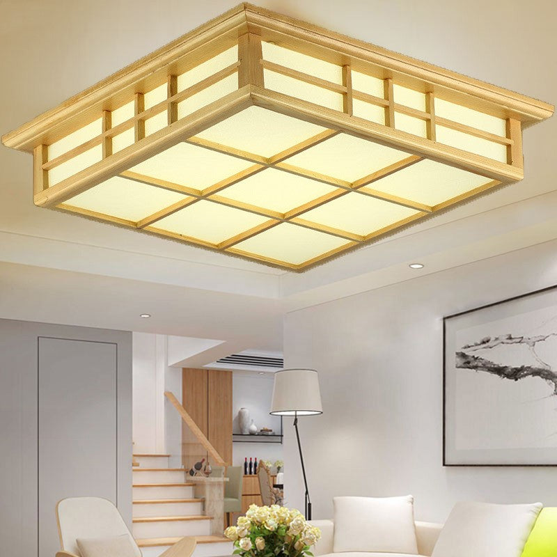 Japanese Style LED Ceiling Light with Wooden Design