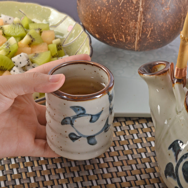 Japanese Style Ceramic Tea Cup with Circle Pattern