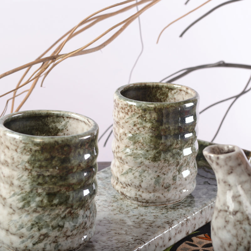 Japanese Style Ceramic Tea Cup with Circle Pattern
