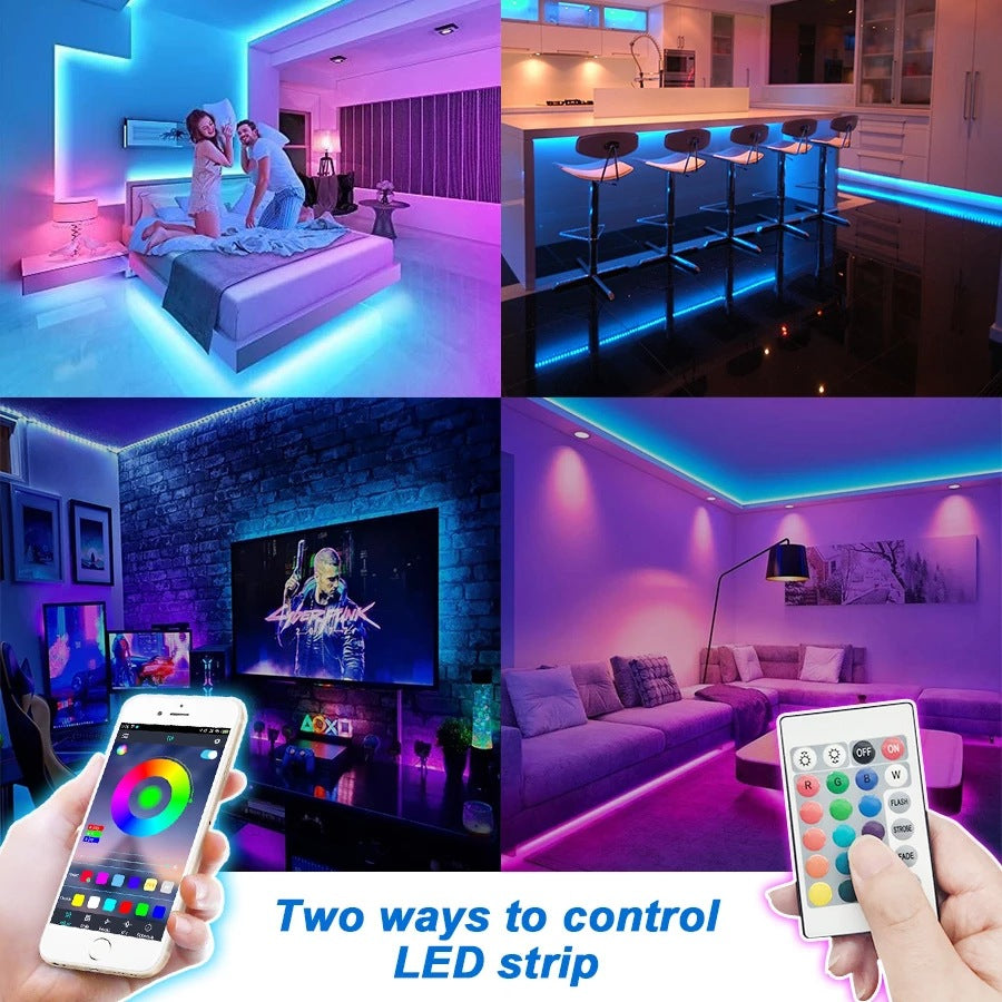 5050 RGB LED Strip Lights with Controller for Decor